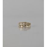 A 9ct Gold and White Stone Cannetille Style Ladies Five Stone Ring, Central Stone Measuring Approx