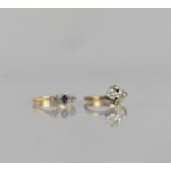 Two 18ct Gold, Platinum and Diamond Art Deco Rings, One with Centre Square Cut Sapphire, 3mm
