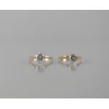 Two 9ct Gold and White Stone Solitaire Dress Rings, Round Brilliant Cut Stones, Both in Eight