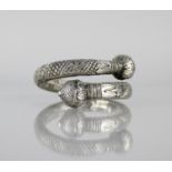 A White Metal Dance Rattle Bracelet/Armlet, Possibly Thai, Engraved and Pierced Profusely with