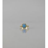 A 19th Century Diamond, Blue Turquoise Glass and 18ct Gold Ring, Centre Oval Blue Cabochon Approx