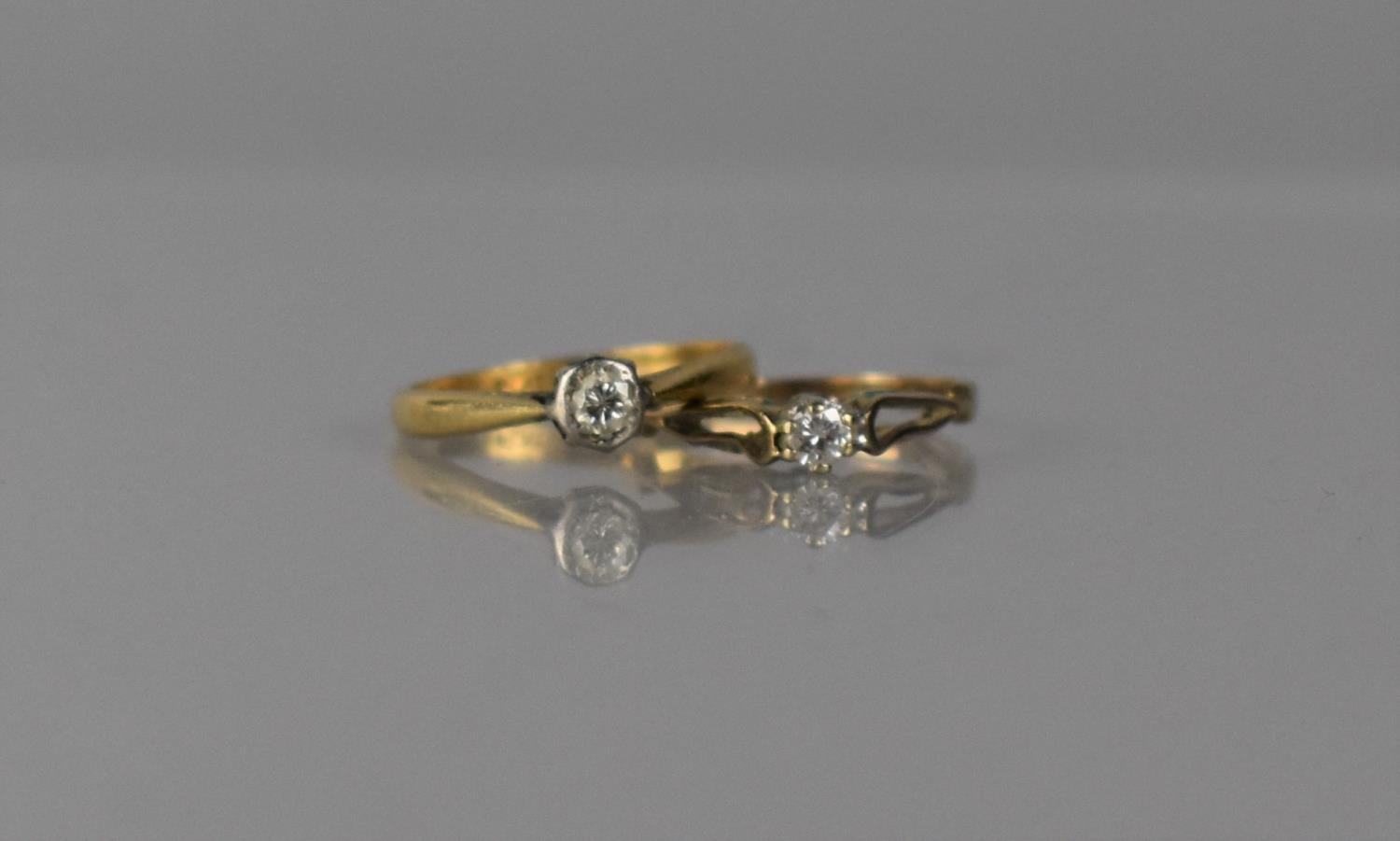 Two Diamond Solitaire Rings, 18ct Gold, Platinum and Diamond Example with Centre Old Cut Stone