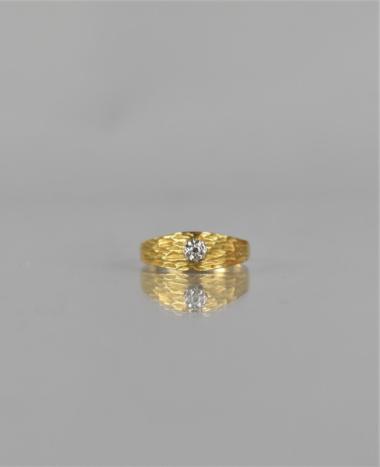An 18ct Gold and Platinum Diamond Solitaire Ring, Centre Round Cut Stone Measuring Approx 2mm