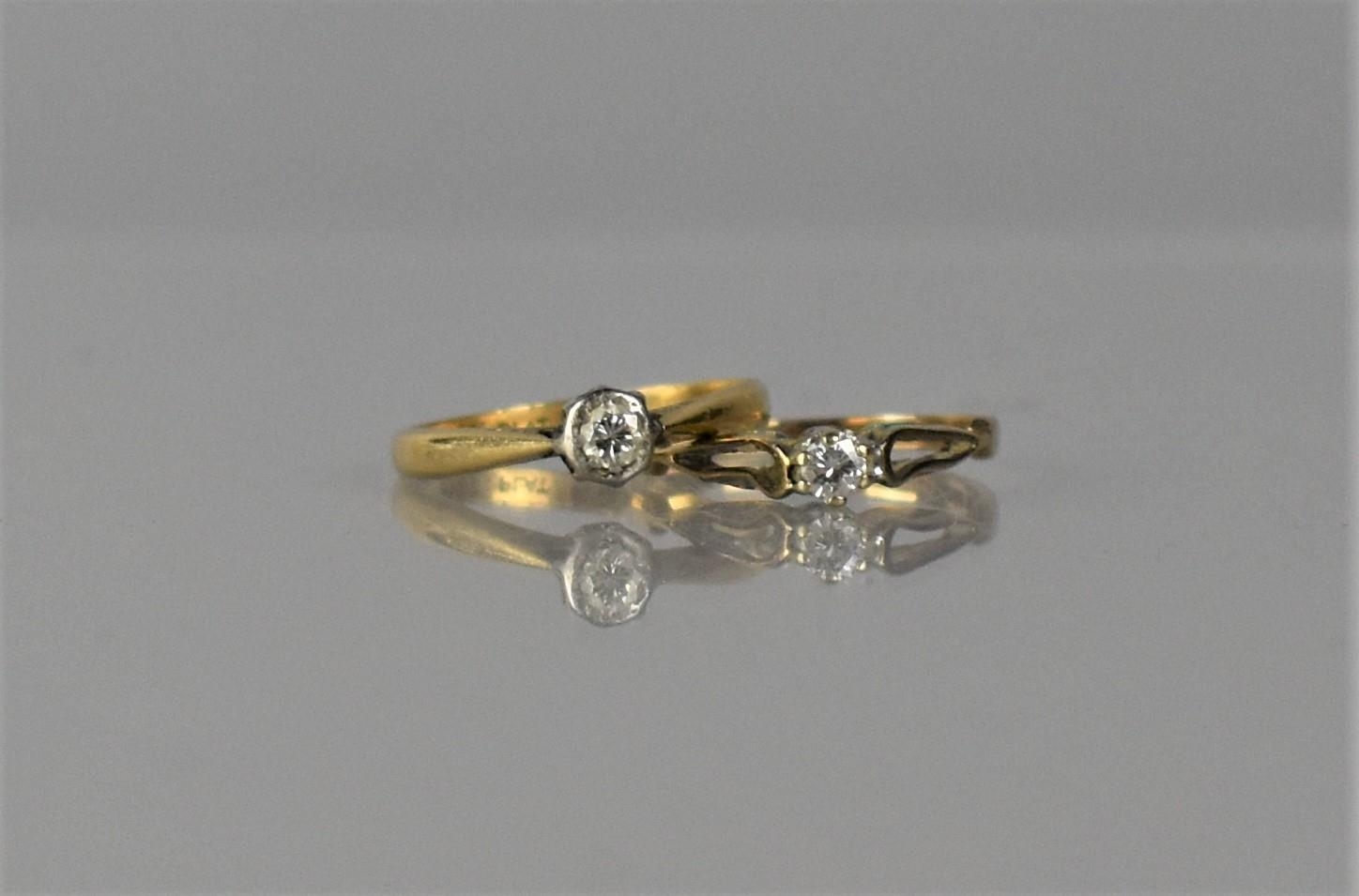 Two Diamond Solitaire Rings, 18ct Gold, Platinum and Diamond Example with Centre Old Cut Stone - Bild 2 aus 3