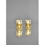 A Pair of Vintage Christian Dior Clip On Earrings, Rectangular Panel with Raised CD, 25mm by 17mm,