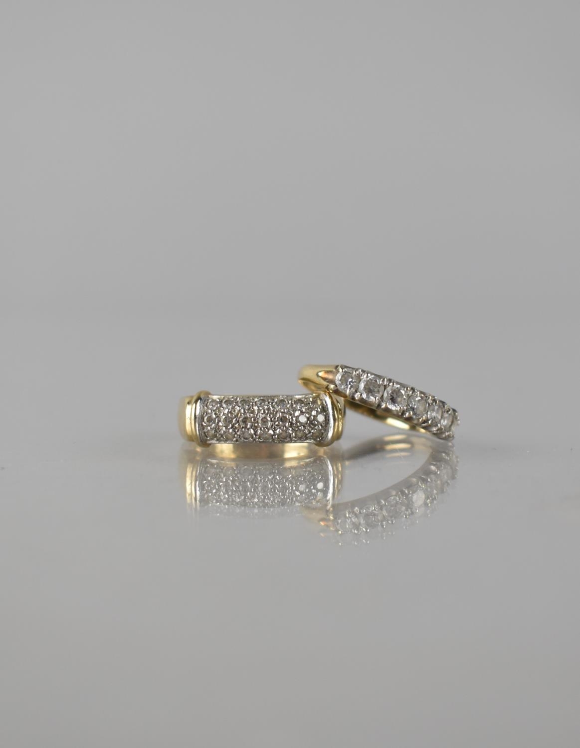 Two Modern 9ct Gold and CZ Ladies Dress Rings to include Seven Round Brilliant Cut Stone Example,