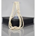 A Good Quality Triple Row of White Cultured Pearls, Each 6mm Diameter Approx though Slightly