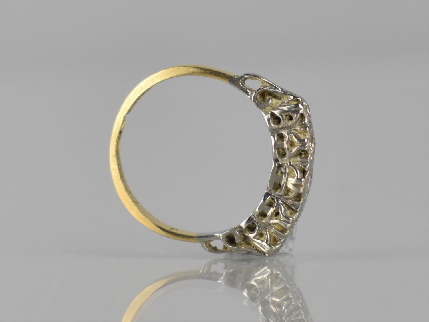 An Early/Mid 20th Century 18ct Gold, Platinum and Five Stone Diamond Ring, Old European Cut Diamonds - Bild 3 aus 3