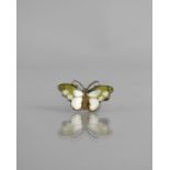 A Norwegian Silver and Enamelled Brooch, Butterfly, Green and White Enamels with Brown Body, 25mm