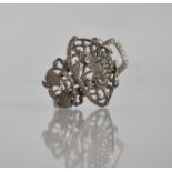 A Chinese Pressed White Metal 'Basket of Flowers' Objet D'art/Part Buckle, Flowers Framed with