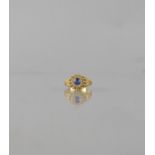 A Victorian Sapphire and Seed Pearl Ladies Dress Ring, Central Stone Measuring 4mm by 3.5mm Approx