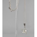 A 9ct White Gold Pendant on a 9ct White Gold Chain, Pendant Having Marquise Cut CZ Stones in the