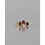 A Set of Three 9ct Gold Stacking Rings, Cabochon Stones Each Bezel Set on a Raised Head to a