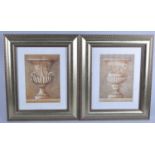 A Pair of Gilt Framed Prints, Classical Urns, 9x26cm