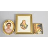 A Collection of Three Gilt Framed Miniature Portraits