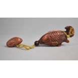 A Carved Wooden Chinese Inro in the Form of a Carp, 10cms Long