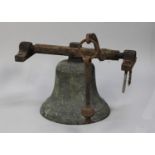 A Late 19th Century Country House Chapel Bell with Iron Mounting Frame, 23cms Diameter