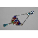 A Sterling Silver and Enamel Pendant in the Art Nouveau Style, Stamped Sterling, 3cm wide