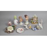 A Collection of Various Porcelain to comprise Spill Vase with Cherub Under Tent, Naturalistic