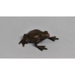 A Small Bronze Study of a Frog, Signed Under