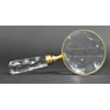 A Large Desktop Magnifying Glass with Faceted Glass Handle, 22cms Long