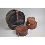 A Vintage Hat Box and Three Leather Collar Boxes