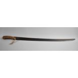 A Vintage Bone Handled Pioneer Sword with part Serrated Blade, 69cms Long