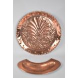 A Large Newlyn Style Circular Arts and Crafts Copper Tray/Wall Hanging, Hand Beaten with Shell and