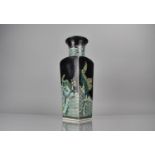A 20th Century Chinese Porcelain Famille Noir Vase of Square Based Tapering Form with Flared Neck