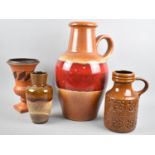 A Collection of Glazed German Jugs, Vase and a Honiton Vase