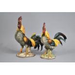 Two Glazed Ceramic Studies of Cockerels, 28cm and 23cm high