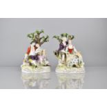 A Pair of Frankenthal Porcelain Figure Groups, Shepherds with Maidens, Some Losses to Bocage,