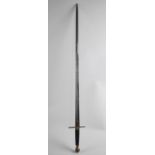 A Vintage Sword with Fullered Blade and Wooden Handle, 84cms Long