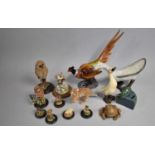 A Collection of Various Animal and Bird Ornaments, Country Artists Owl, Alsatian Puppies, Border