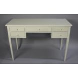 A Modern Grey Painted Writing Desk or Dressing Table, Centre Long Drawer Flanked by Two Drawers