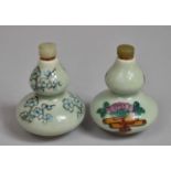 A Pair of Modern Chinese Double Gourd Snuff Bottles, Celadon Glazed, 6.5cm high