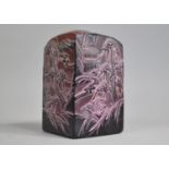 A Large and Heavy Rectangular Chinese Seal, Decorated in Relief with Pagoda and Trees, 17cm high and