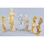 A Collection of Resin, Plastic and Creamware Figural Ornaments, Tallest 27cm