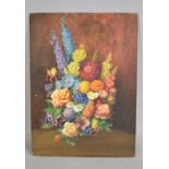 An Unframed Oil on Board, Still Life Flowers, Painted by J.B.S Attenburrow 1975, 40cmx55cm