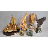 A Collection of Various Bird Ornaments, Pendragon Kingfisher, Owl, Eagle Etc together with a Large