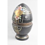 An Early 20th Century Novelty Tot Set in the Form of a Decorated Egg, Hinged Top Section to Reveal