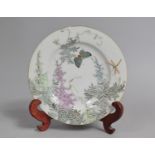 A Japanese Porcelain Plate Decorated with Dragonfly and Butterfly in Foliage, Eight Character Mark