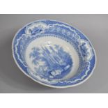 A 19th Century Joseph Heath Blue and White Rural Scenery Transfer Decorated Bowl, 35cm diameter