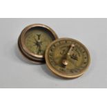 A Small Reproduction Combination Sundial/Compass, as was made by Stanley of London, 5cms Diameter