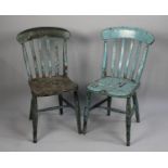 A Pair of Shabby Chic Style Blue Painted Dining Chairs
