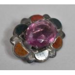 A Late 19th/Early 20th Century Scottish Brooch with Amethyst Stone and Agate Surround