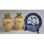 A Pair of Early 20th Century Japanese Satsuma Vases with Flared Necks and Baluster Bodies