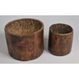 Two Far Eastern Carved Wooden Mortars, Largest 21cms Diameter