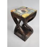 A Modern Contemporary Occasional Table of Twisted Bronzed Form, Mosaic Topped Base, ??cms Square and
