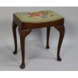 A Mid 20th Century Tapestry Topped Oak Framed Dressing Table Stool, 44cms Long